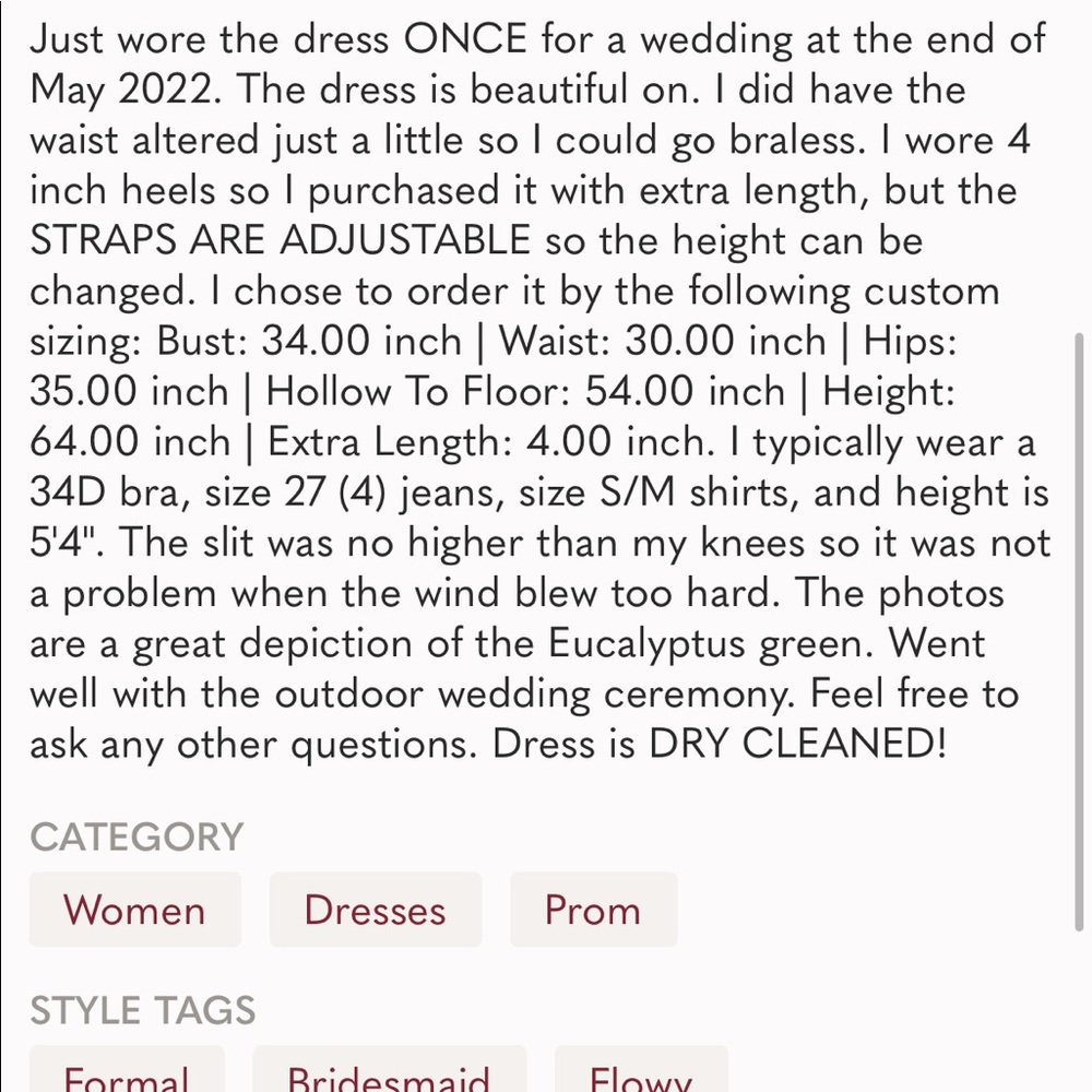 Azazie Full Length Gown in Eucalyptus Color, Size 4 - Picture 4 of 4